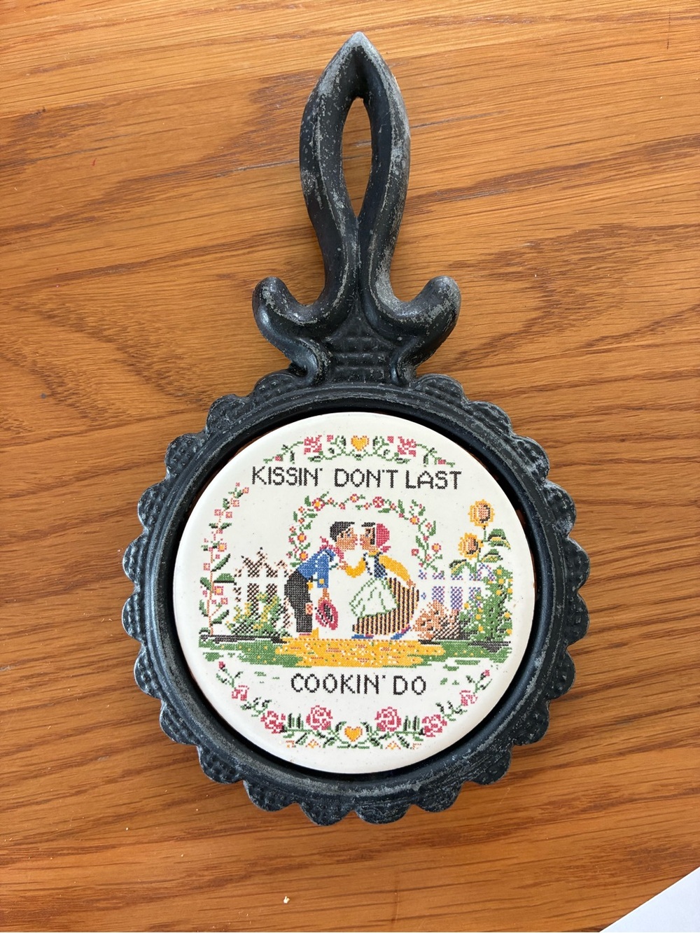 Vintage Kissin’ Don’t Last Trivet